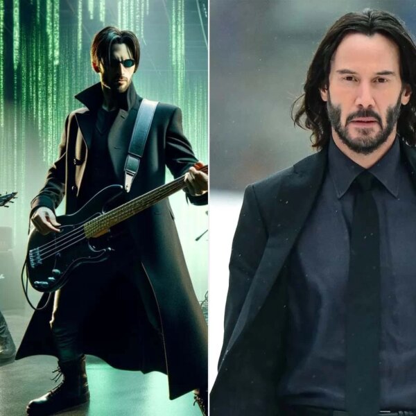 Le Rock Band de Keanu Reeves avec les personnages de « Matrix » : « Neo joue de la basse ».